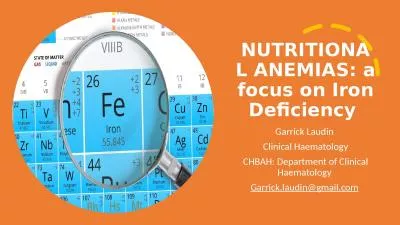 NUTRITIONAL ANEMIAS: a focus on Iron Deficiency