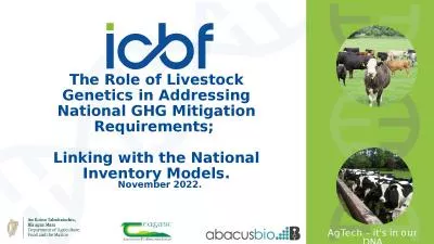 The Role of Livestock Genetics in Addressing National GHG Mitigation Requirements;