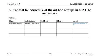 A Proposal for Structure of the ad-hoc Groups in 802.11be