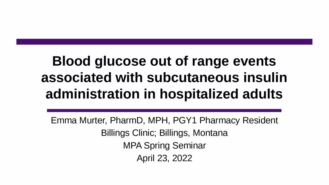 PPT-Blood glucose out of range