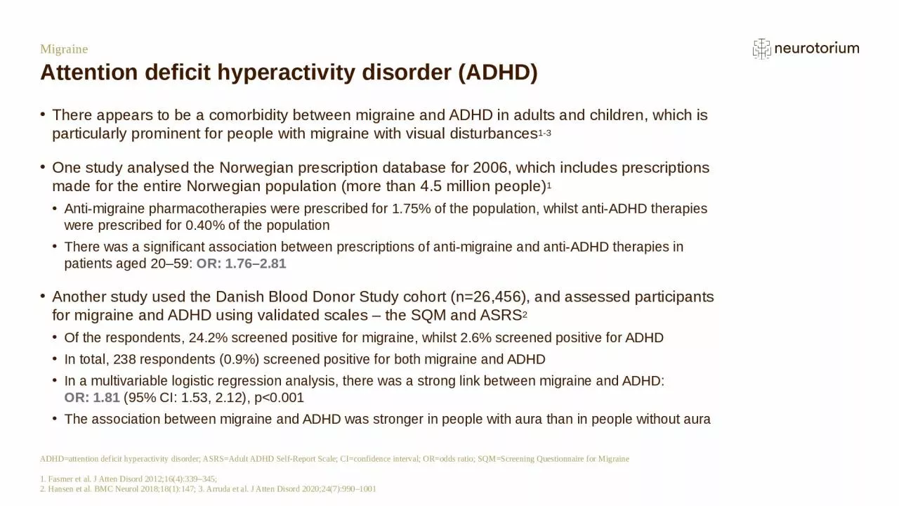 Migraine Attention deficit hyperactivity disorder (ADHD)