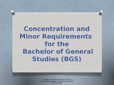 Concentration  and Minor Requirements