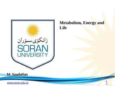 M.  Saadatian Metabolism, Energy and Life