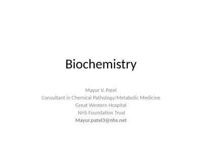 Biochemistry Mayur V. Patel