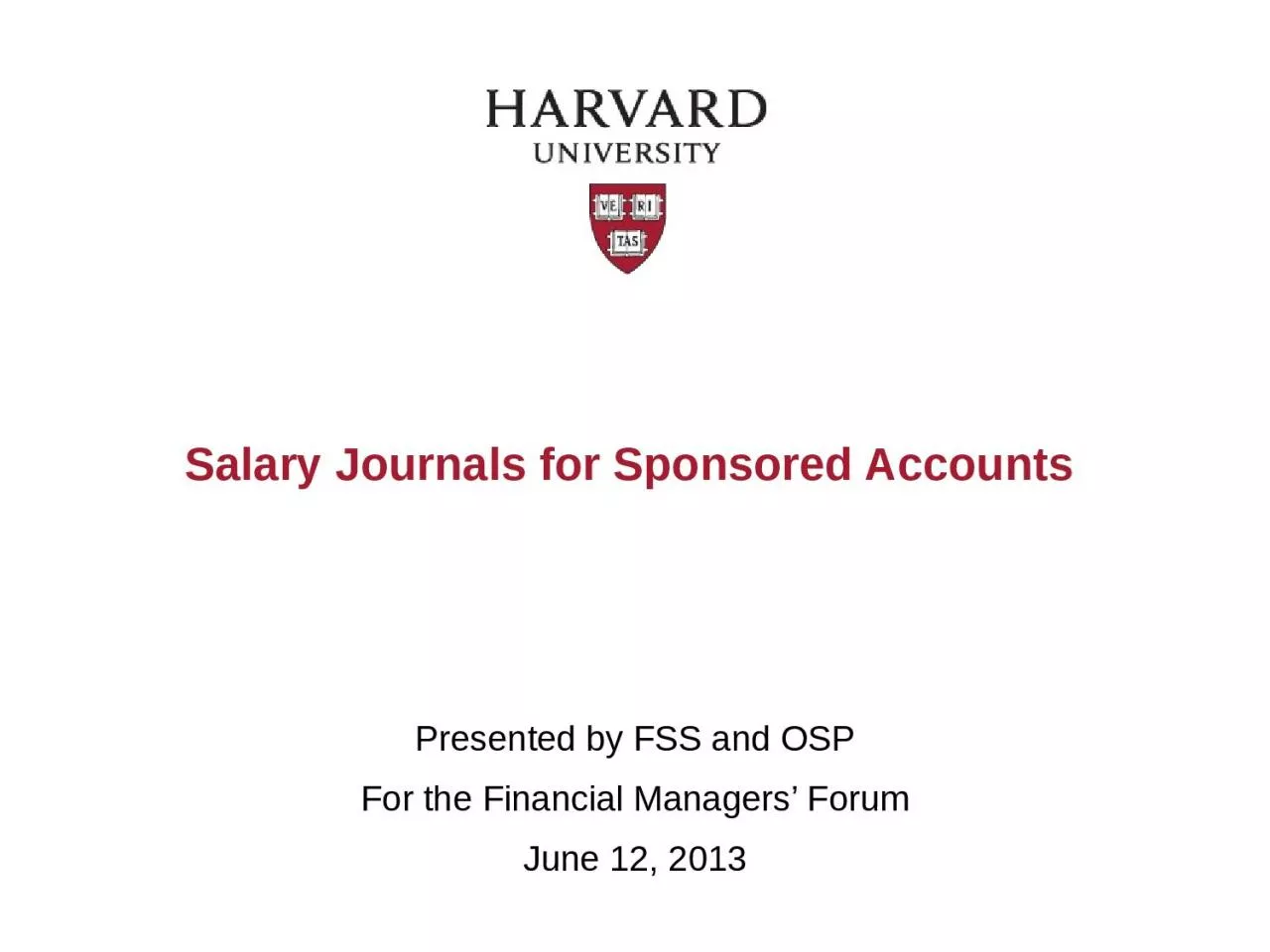 Salary Journals for Sponsored Accounts