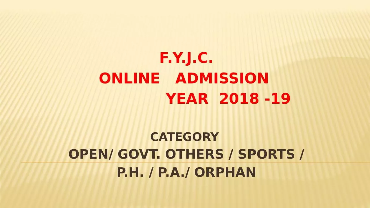 PPT-F.Y.J.C . ONLINE ADMISSION