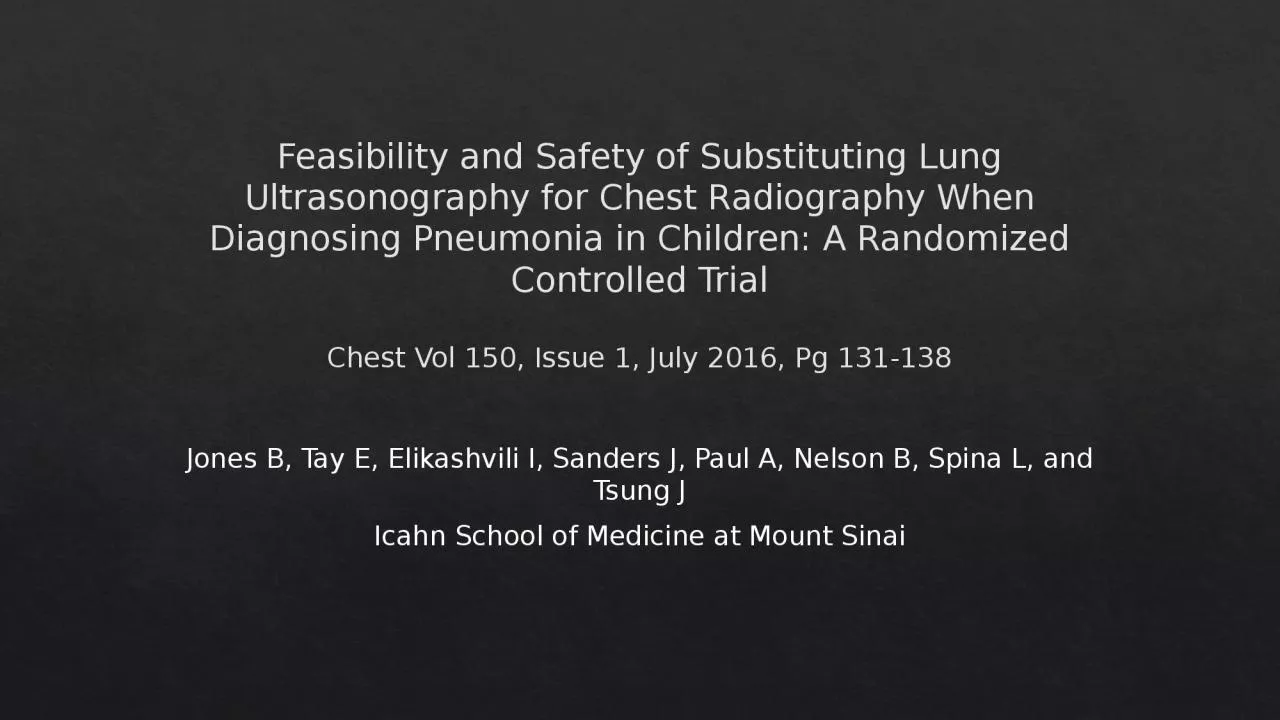 PPT-Feasibility and Safety of Substituting Lung Ultrasonography for Chest Radiography When