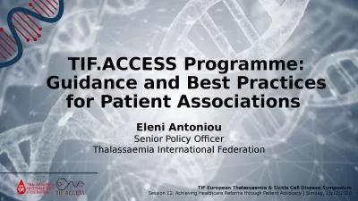 TIF.ACCESS Programme: Guidance and Best Practices for Patient Associations