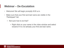 Webinar – De-Escalation