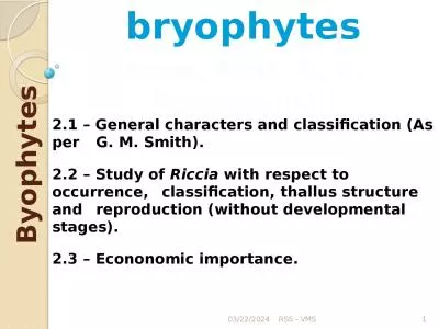 bryophytes Asso . Prof. R. S.