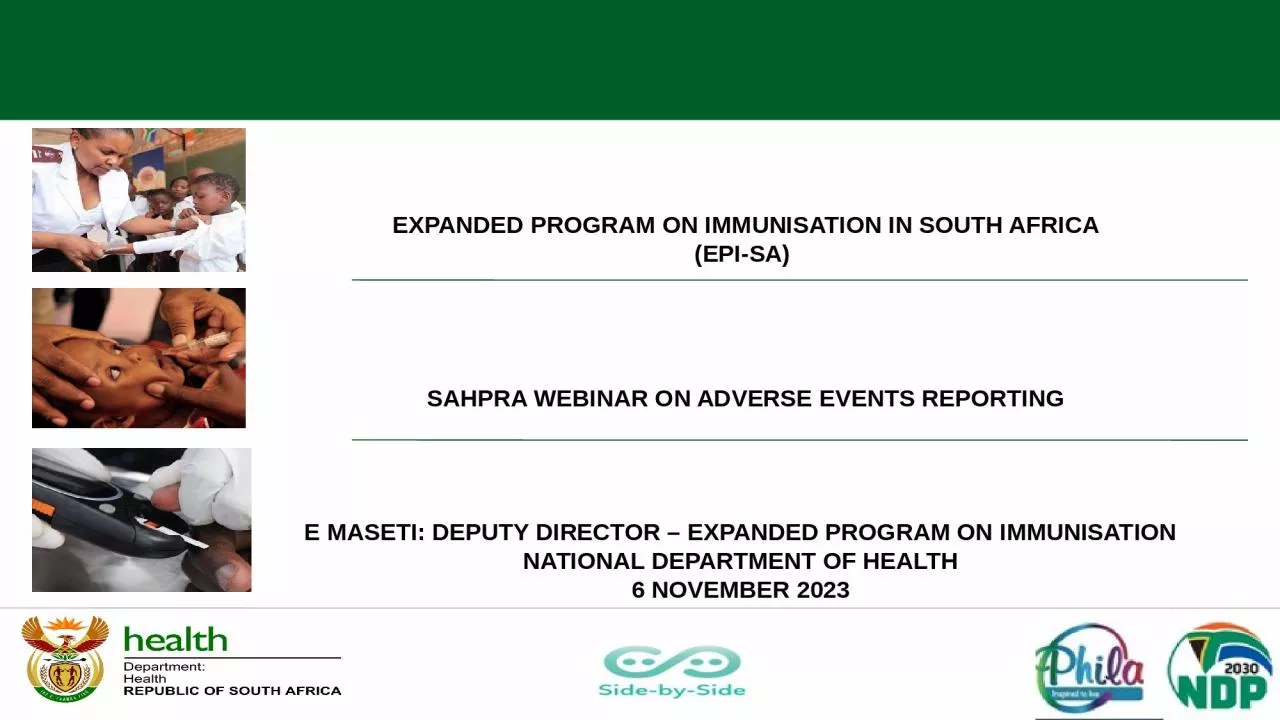 EXPANDED PROGRAM ON IMMUNISATION IN SOUTH AFRICA (EPI-SA)