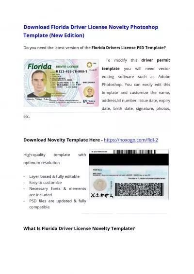 Florida Drivers License PSD Template (New Edition) – Download Photoshop File