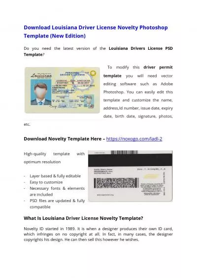 Louisiana Drivers License PSD Template (New Edition) – Download Photoshop File