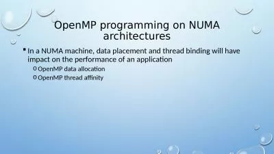 OpenMP  programming on NUMA architectures