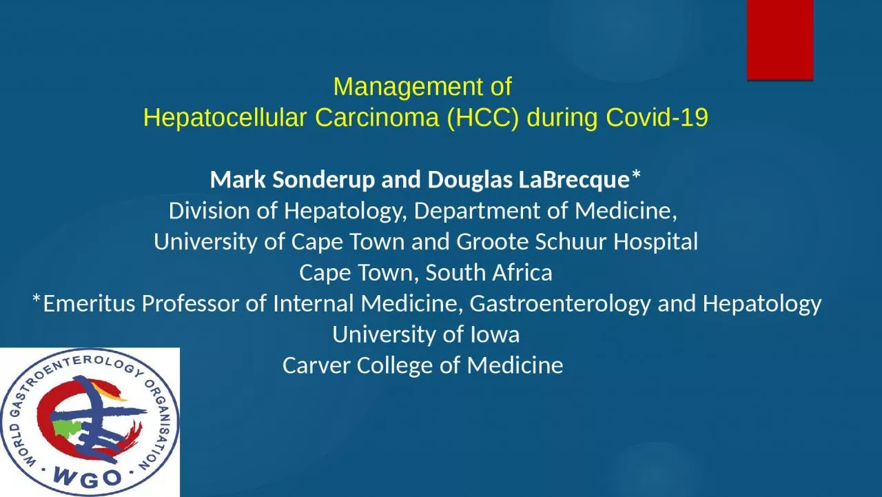 PPT-Management of Hepatocellular Carcinoma (HCC) during Covid-19