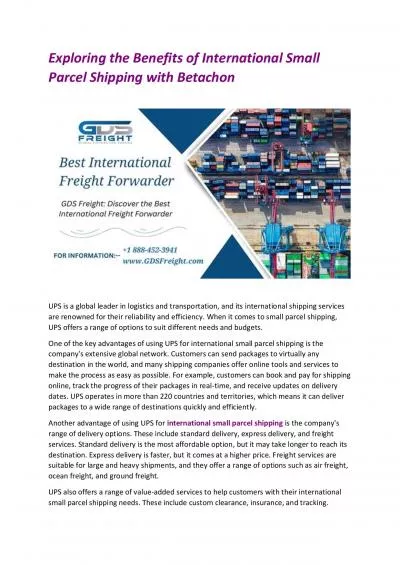 Exploring the Benefits of International Small Parcel Shipping with Betachon