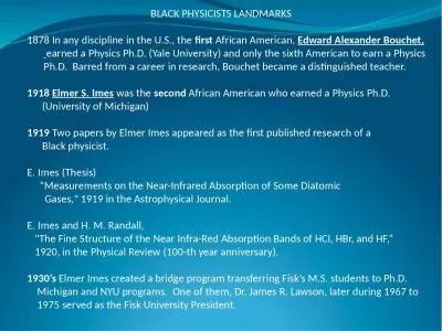 BLACK PHYSICISTS LANDMARKS