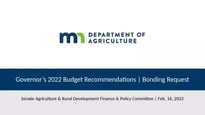 Governor’s 2022 Budget Recommendations | Bonding Request