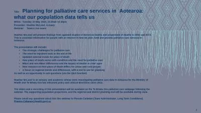 Title: 	 Planning for palliative care services in 	Aotearoa: what our population data