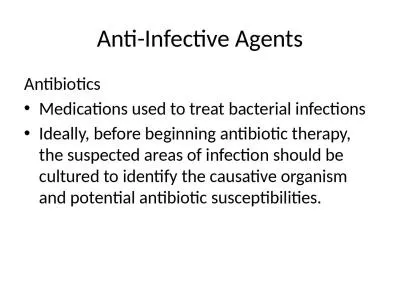 Anti-Infective  Agents Antibiotics