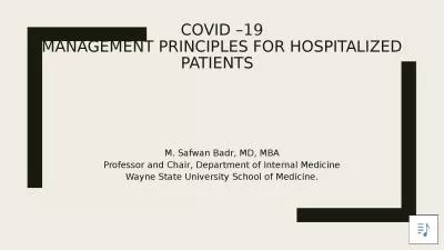 COVID –19 Management principles for Hospitalized patients