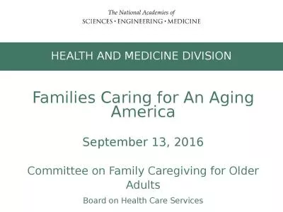 Families Caring for An Aging America