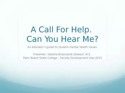 A Call For Help.  Can You Hear Me?