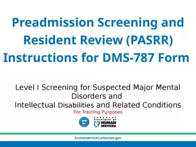 Preadmission Screening and Resident Review (PASRR) Instructions for DMS-787 Form