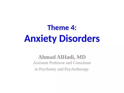 Theme 4: Anxiety Disorders