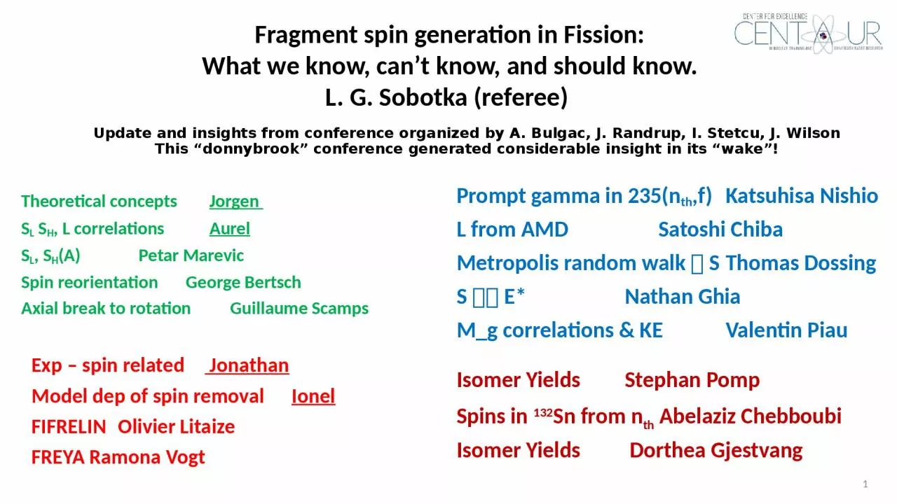 PPT-Update and insights from conference organized by A. Bulgac, J. Randrup, I. Stetcu, J.