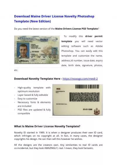 Maine Drivers License PSD Template (New Edition) – Download Photoshop File