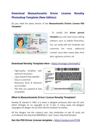 Massachusetts Drivers License PSD Template (New Edition) – Download Photoshop File