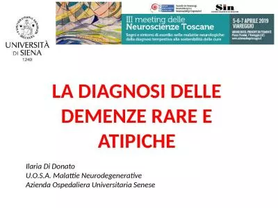 LA DIAGNOSI DELLE DEMENZE RARE E ATIPICHE