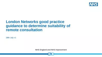 London Networks good practice guidance to determine suitability of remote consultation