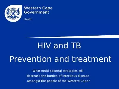 HIV and TB  Prevention and treatment