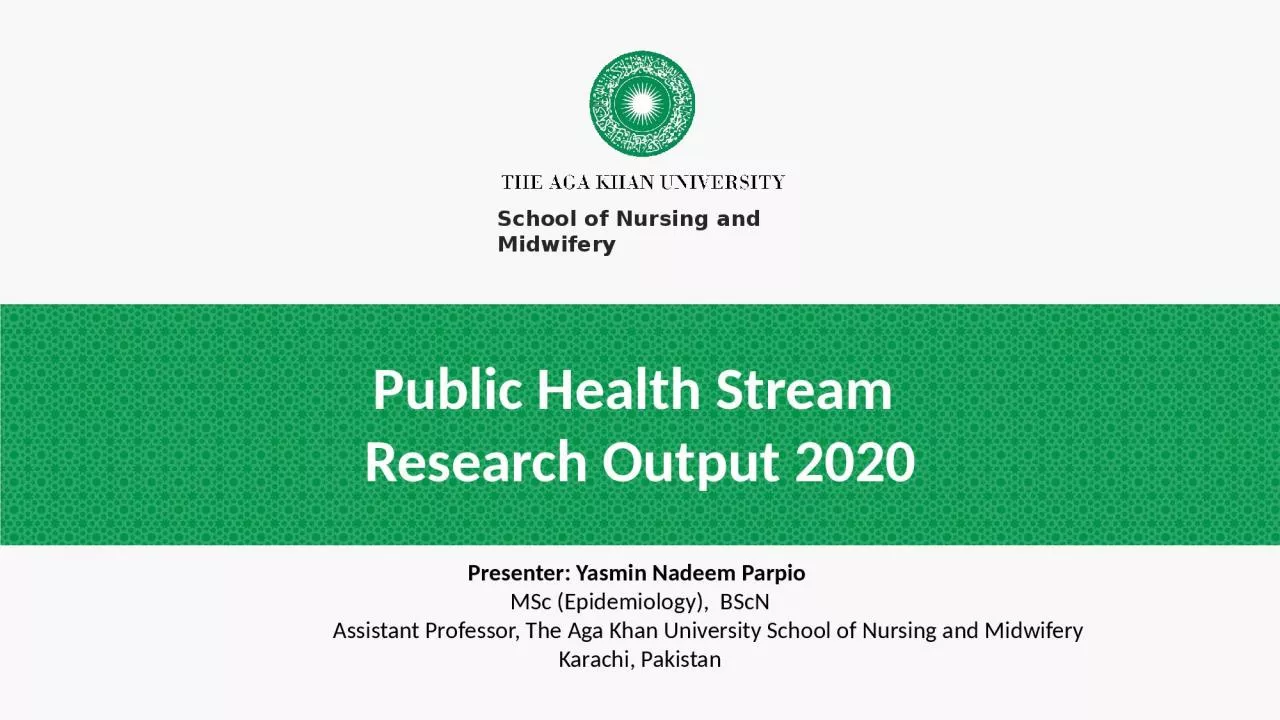 PPT-Public Health Stream Research Output 2020