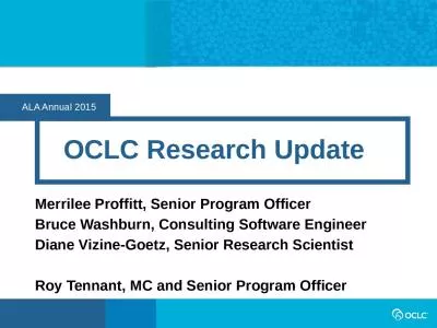 ALA Annual 2015 OCLC Research Update