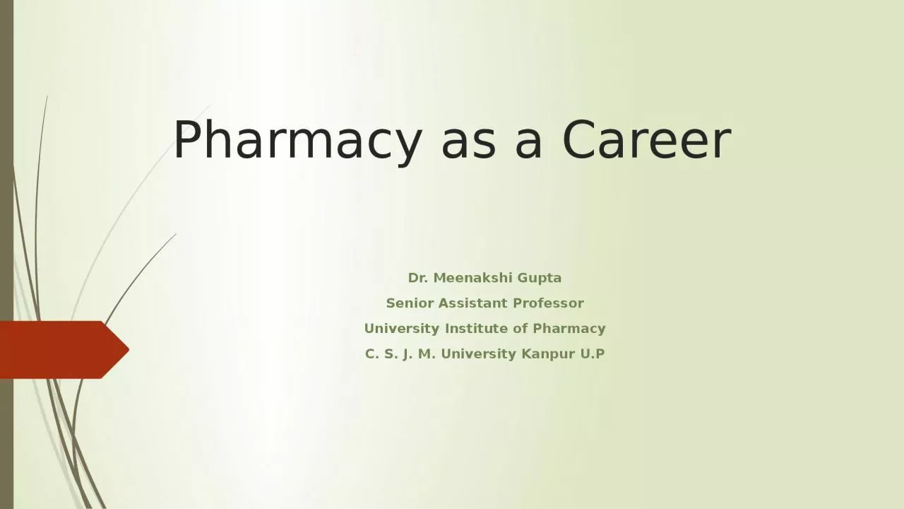 PPT-Pharmacy as a Career Dr.