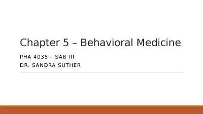 Chapter 5 – Behavioral Medicine