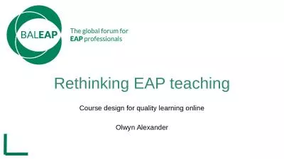 Rethinking EAP teaching Course design for quality learning online