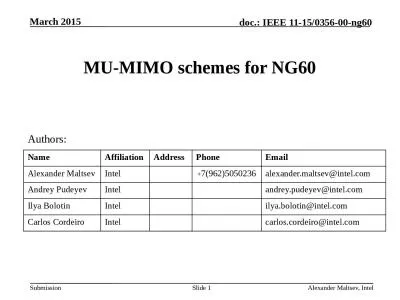 MU-MIMO schemes for NG60