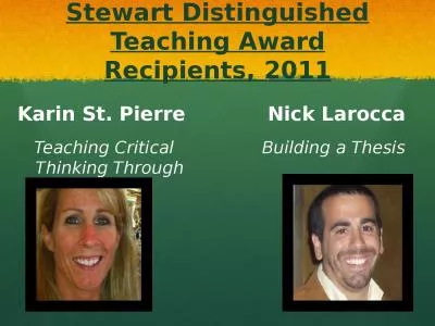 Stewart Distinguished Teaching Award Recipients, 2011