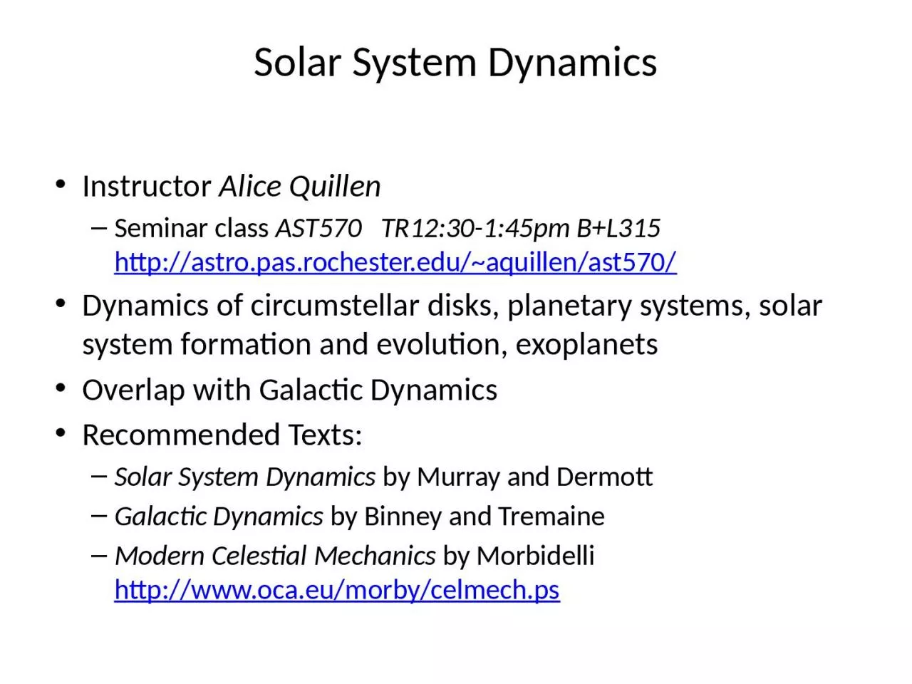 PPT-Solar System Dynamics Instructor