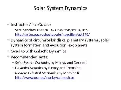 Solar System Dynamics Instructor