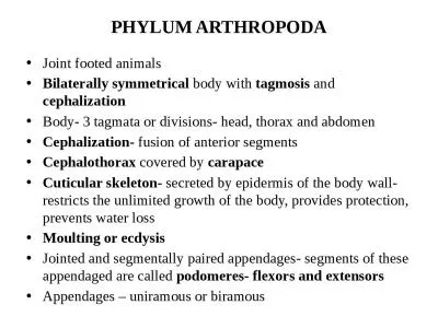 PHYLUM ARTHROPODA Joint footed animals
