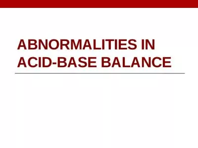 Abnormalities in acid-base balance