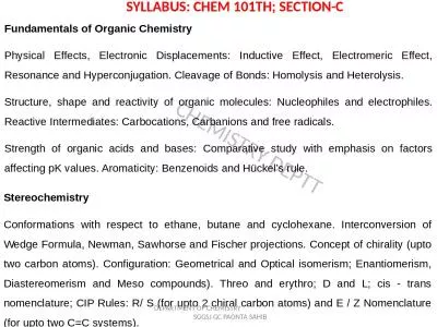 SYLLABUS: CHEM 101TH; SECTION-C