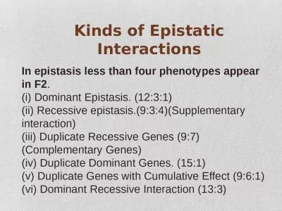 Kinds of  Epistatic     Interactions