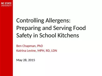 Controlling Allergens: Preparing and Serving Food Safety in School Kitchens