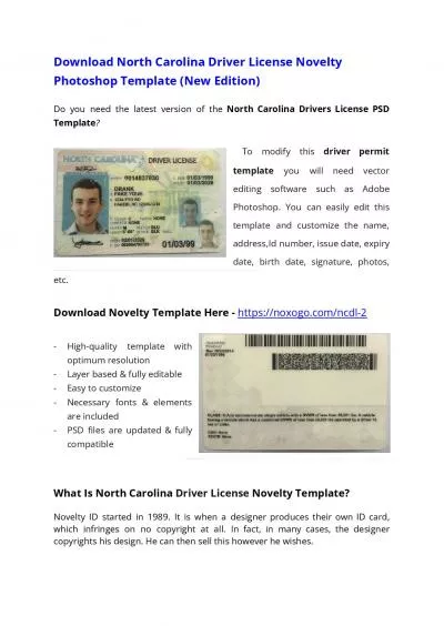 North Carolina Drivers License PSD Template (New Edition) – Download Photoshop File